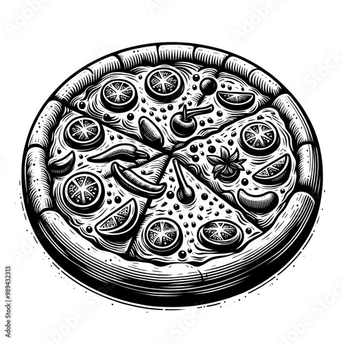 Whole Pizza illustration png transparent background