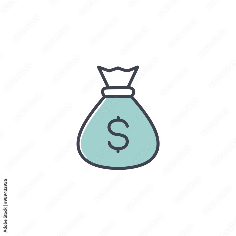 Abstract bag filled with money vector art illustration icon design. Icon concept design. Abstract bag filled with money vector art illustration icon design. Icon concept design.