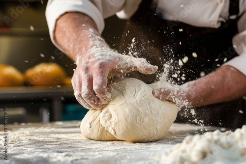 Artisan Baker's Hands Knead Dough photo