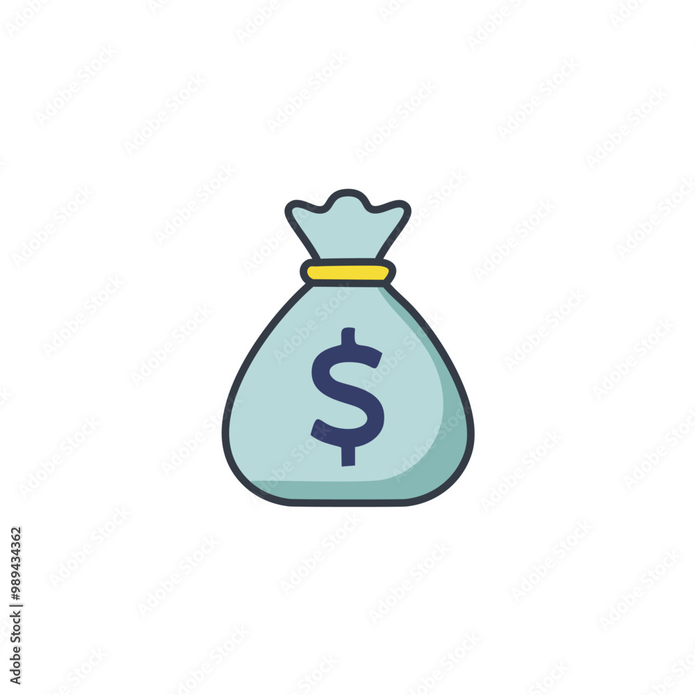 Abstract bag filled with money vector art illustration icon design. Icon concept design. Abstract bag filled with money vector art illustration icon design. Icon concept design.