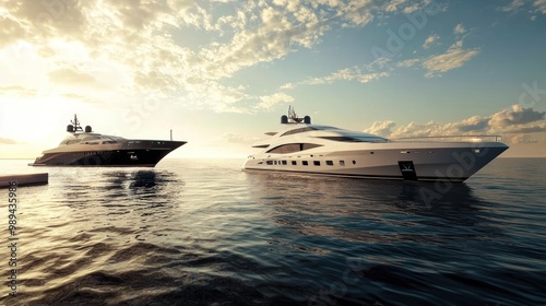 a private yacht or luxury car, showcasing symbols of affluence and high-status living photo