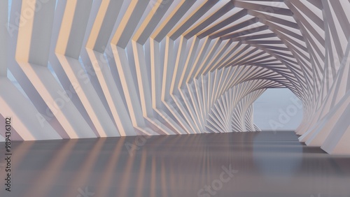 Fototapeta Naklejka Na Ścianę i Meble -  Architecture background geometric arched interior 3d render