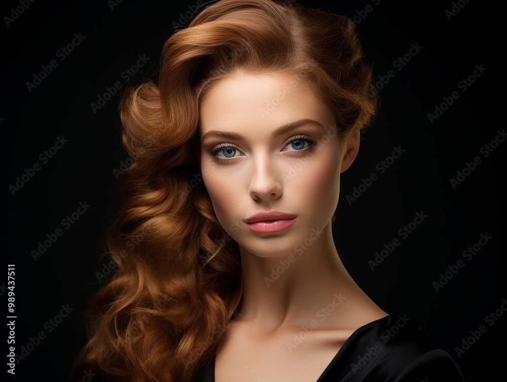 Fototapeta premium Timeless Black Backdrop Model Portrait