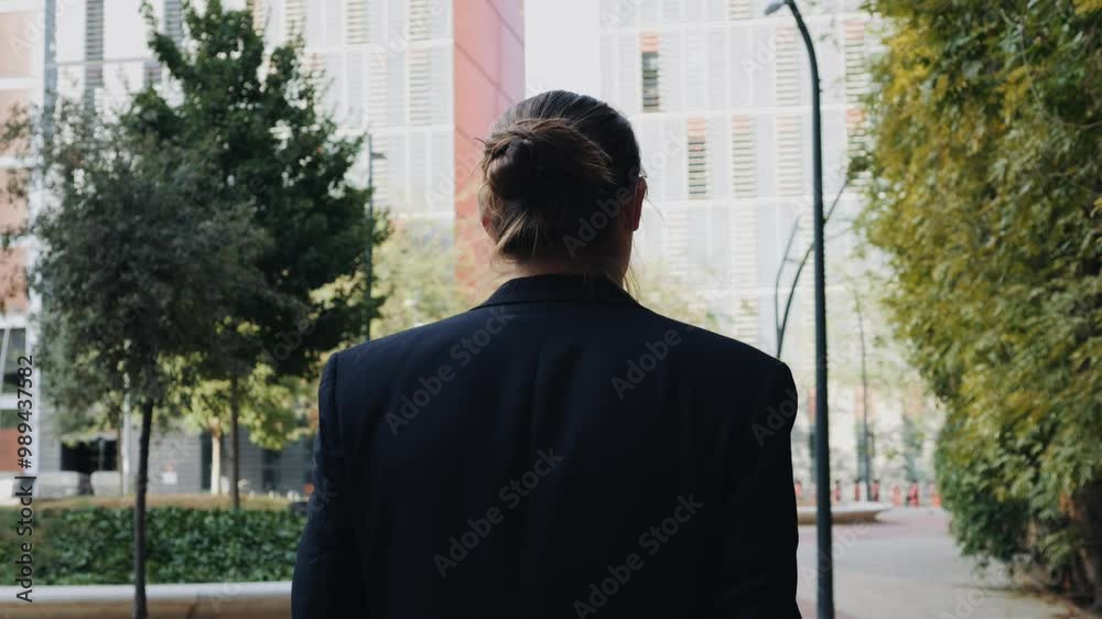 Man businessman boss walking near his office center in a dark business suit, Experienced CEO entrepreneur in modern office district Man businessman boss walking near his office center in a dark business suit, Experienced CEO entrepreneur in modern office district