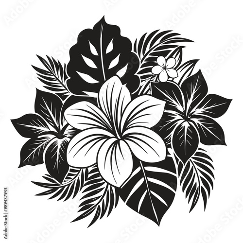 Black and white hawaiian flowers