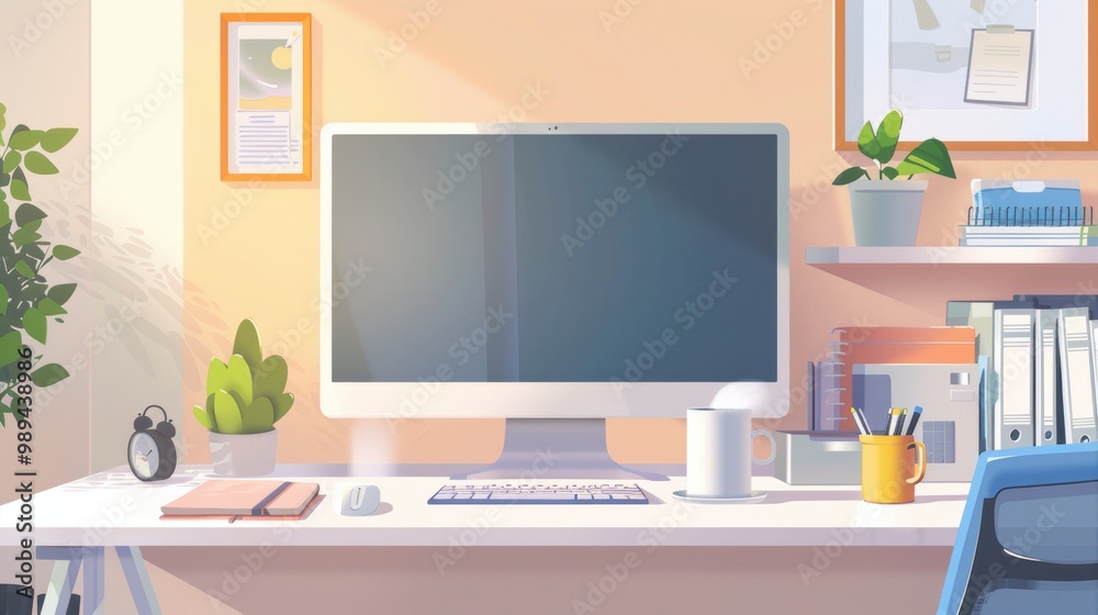 Modern Home Office Setup with Minimalistic Decor - Ideal Workspace for Productivity** Modern Home Office Setup with Minimalistic Decor - Ideal Workspace for Productivity**