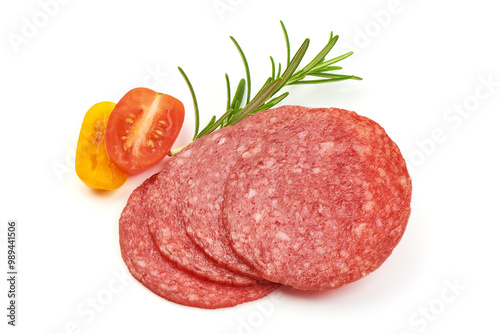 Pepperoni sausage, isolated on white background