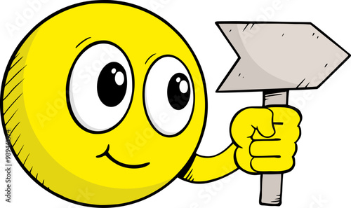 Funny face with banner indication design