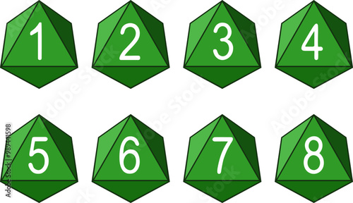 Design of dice of eight faces dice