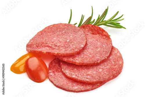 Pepperoni sausage, isolated on white background