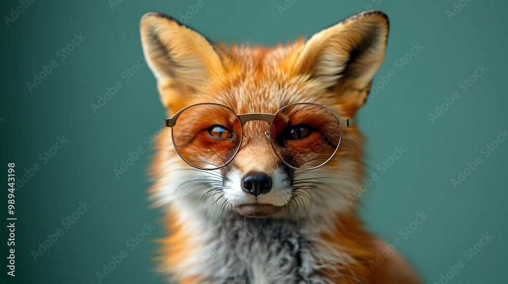 Obraz premium Fox Wearing Glasses - A Realistic Image