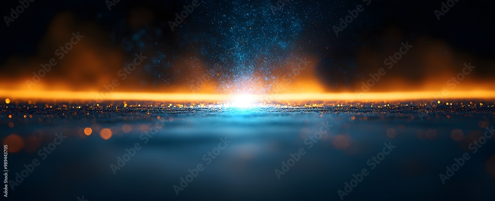 Abstract Blue Light Sparkles in Darkness Abstract Blue Light Sparkles in Darkness