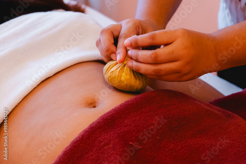 Spa massage on the stomach