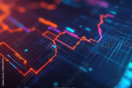 A vibrant, abstract visualization of data with colorful lines and patterns, representing digital technology and analytics.