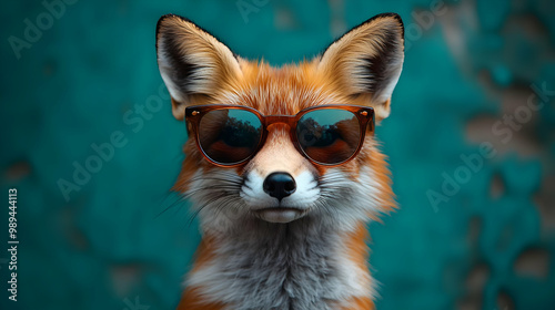 Cool Fox Wearing Sunglasses Illustration photo