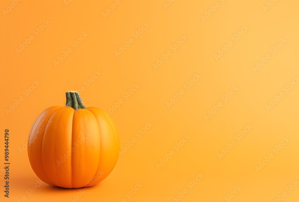 Minimalist Orange Background with Single Pumpkin Minimalist Orange Background with Single Pumpkin