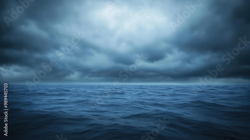 Wallpaper Mural haunting dark blue sky and stormy sea depressing gloomy mystery background abstract blur Torontodigital.ca