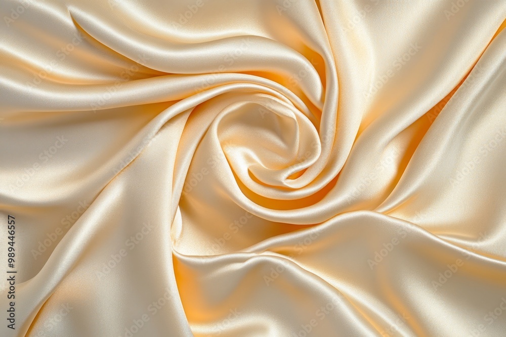 A hyper-realistic close-up of a luxury silk fabric, with the texture, folds, and light reflections meticulously detailed