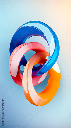 A group of colorful rings on a blue background