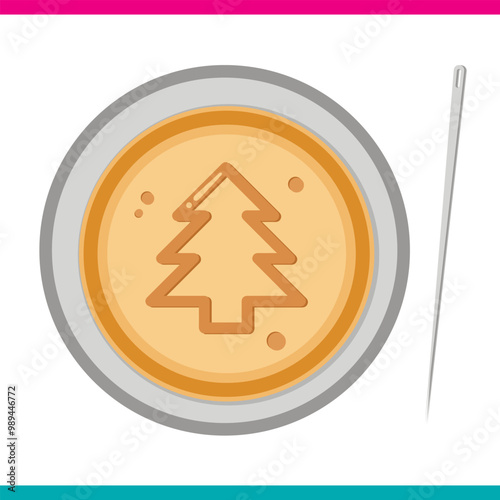 Honeycomb toffee, dalgona Squid Game. Candy circles with Christmas tree in the middle. Vector illustration