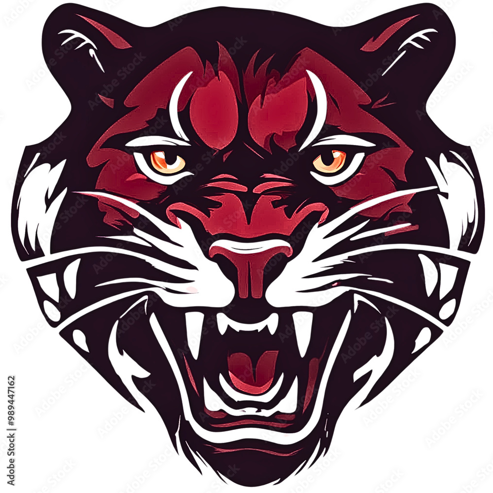 Snarling Tiger Head logo for team, tiger head logo, with its sharp teeth and piercing gaze, is perfect for sports logos, apparel brands, or any design needing a ferocious touch.