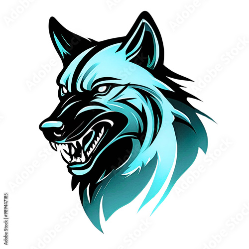 Snarling Wolf Head logo, wolf head logo, with its sharp teeth and intense gaze, is perfect for sports logos, apparel designs, or any project needing a touch of wild power.