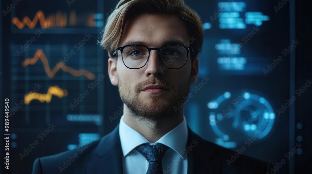 hyperrealistic aigenerated portrait of a confident businessperson with augmented reality infographics displaying realtime performance metrics hyperrealistic aigenerated portrait of a confident businessperson with augmented reality infographics displaying realtime performance metrics