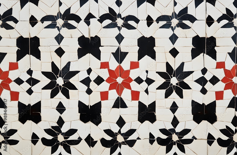 Moroccan Tile Pattern Black White Red Moroccan Tile Pattern Black White Red
