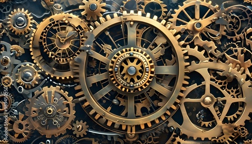 Intricate Steampunk Clockwork Gears Creating a Unique Background