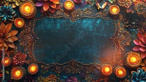 Colorful floral arrangement with candles on a textured background, ideal for spiritual or decorative themes.