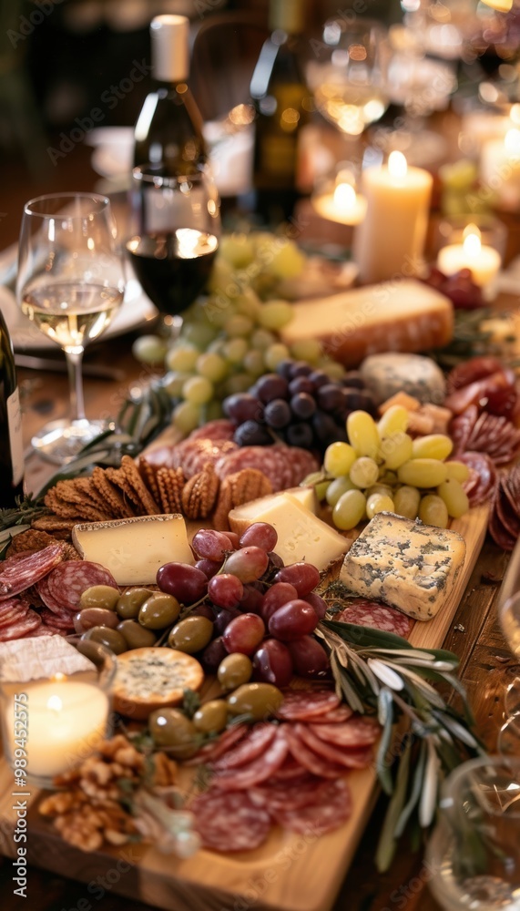 Gourmet Charcuterie Board with Cheeses and Meats at Wine Tasting Event for Elegant Dining Gourmet Charcuterie Board with Cheeses and Meats at Wine Tasting Event for Elegant Dining