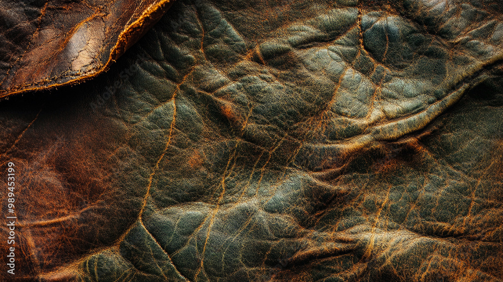 Texture of old shabby worn tight brown leather with cracks. Patterned vintage folded leather surface. Grunge weathered material. Furniture upholstery Texture of old shabby worn tight brown leather with cracks. Patterned vintage folded leather surface. Grunge weathered material. Furniture upholstery