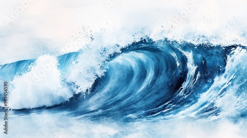 Ocean Wave Watercolor Painting