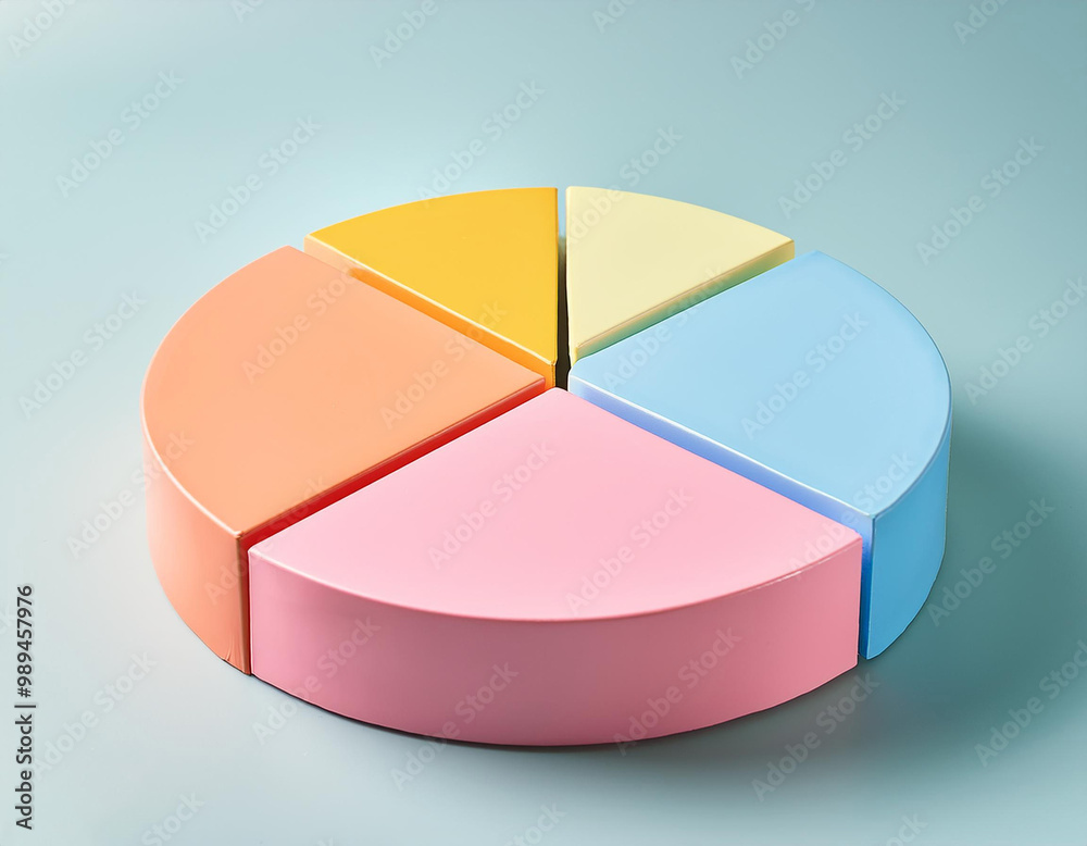 Fototapeta premium a vibrant three-dimensional pie chart with a pastel background