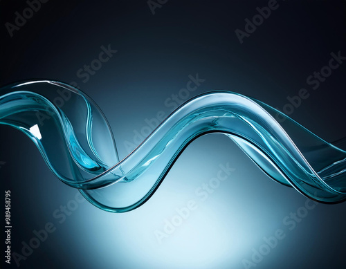 3D depiction of dark transparent glass curves