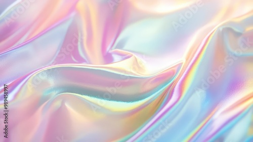 iridescent holographic texture with smooth gradient transitions between pastel hues creating a futuristic and ethereal rainbow effect