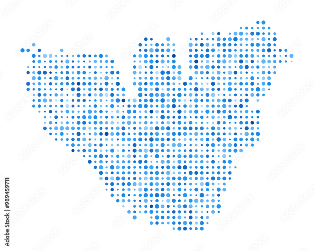 Fototapeta premium Moorea Dot Map. Island Digital Style Shape. Moorea vector image. Island shape blue circular dots. Stylish vector illustration.