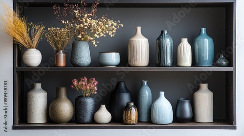 Wallpaper Mural Stylish arrangement of vases displayed on shelves for home decor inspiration Torontodigital.ca