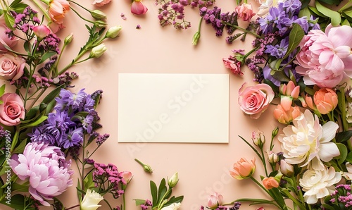 Floral Frame with Blank Card for Message