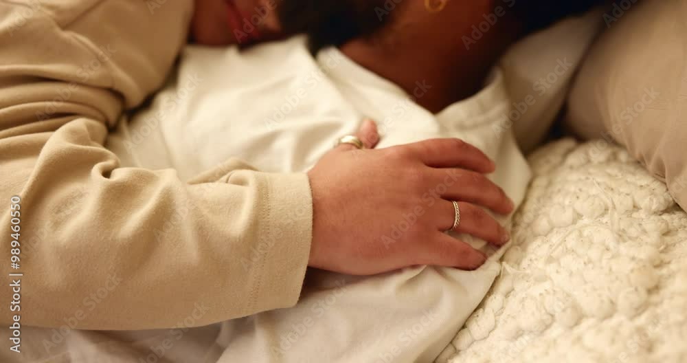 Couple, hands and resting with bonding on bed for connection, intimacy and massage shoulder in home. People, relax and comfort in bedroom with commitment, trust and loyal relationship in apartment Couple, hands and resting with bonding on bed for connection, intimacy and massage shoulder in home. People, relax and comfort in bedroom with commitment, trust and loyal relationship in apartment
