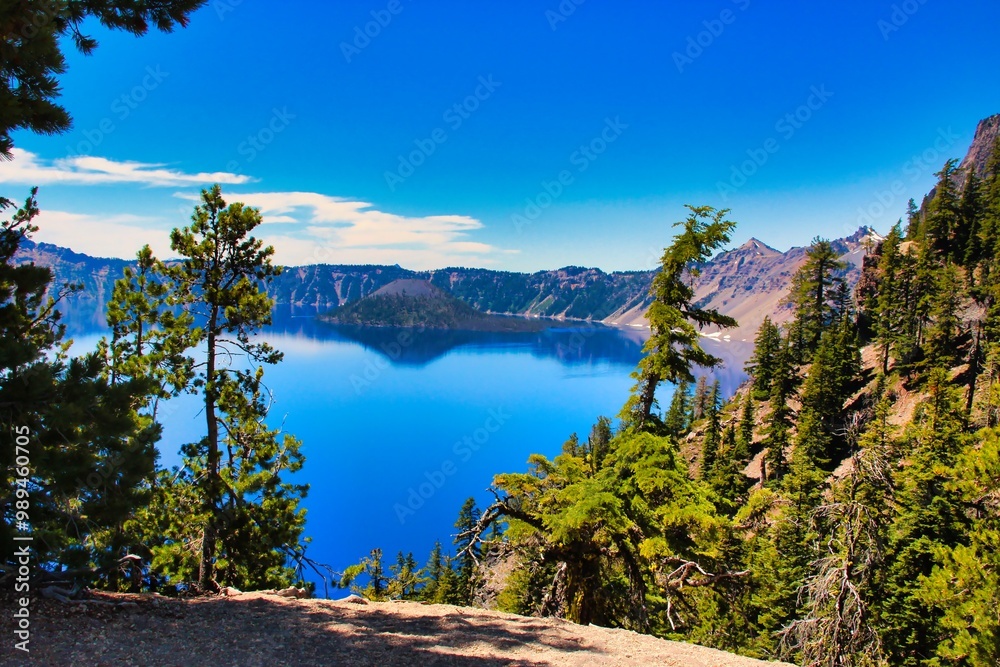 Summer View of Crater Lake National Park in Oregon. Summer View of Crater Lake National Park in Oregon.