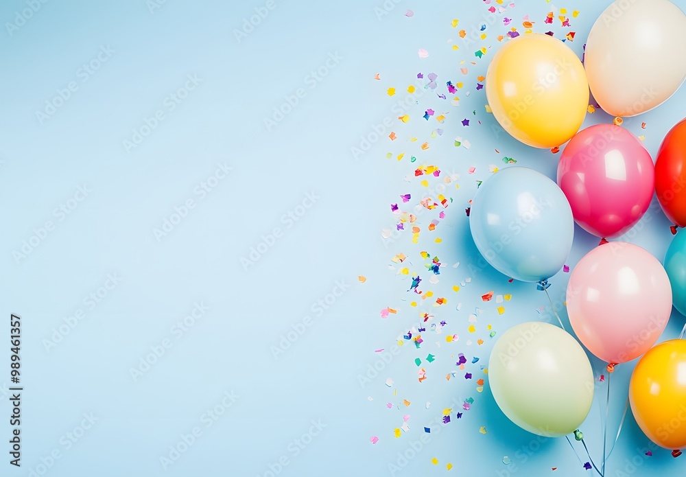 Colorful Balloons & Confetti Festive Background Colorful Balloons & Confetti Festive Background