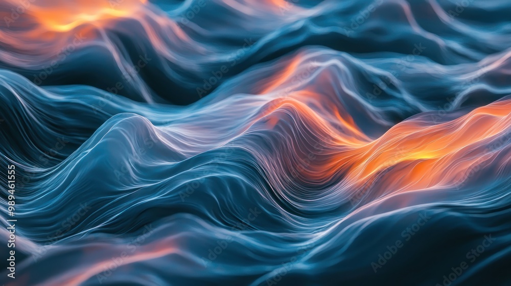 Fototapeta premium Conceptual image illustrating an amorphous concept, abstract waves of energy floating in a void, symbolizing uncertainty and boundless potential
