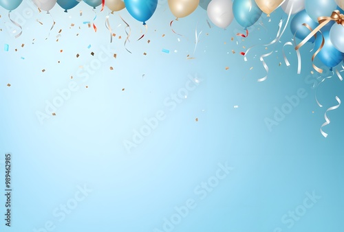 Blue Balloons Confetti Party Banner