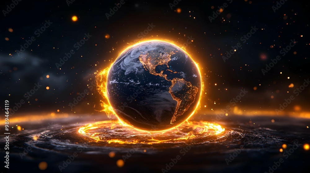 Burning Planet Earth Globe On Fire Global Warming Concept Burning Planet Earth Globe On Fire Global Warming Concept