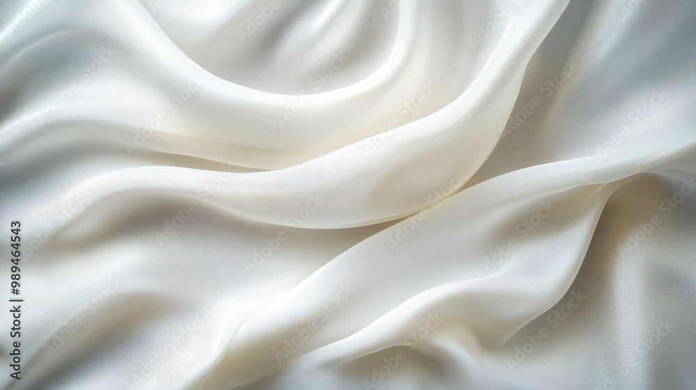 Elegant White Silk Fabric - Flowing Wave Drapery - Abstract Background - Soft and Smooth Textured Cloth - High-Quality Textile Concept for Fashion, Design, and Luxury Interiors Elegant White Silk Fabric - Flowing Wave Drapery - Abstract Background - Soft and Smooth Textured Cloth - High-Quality Textile Concept for Fashion, Design, and Luxury Interiors