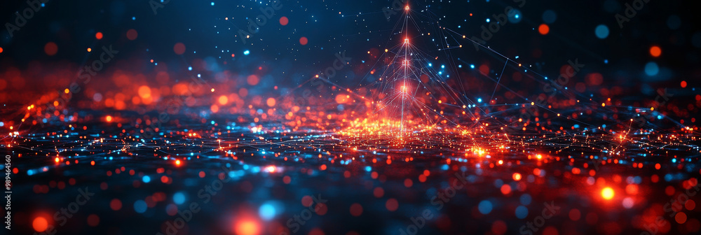 Abstract digital network with red and blue lights. Abstract digital network with red and blue lights.