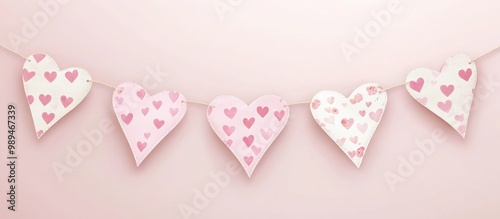 Charming pink flat bunting garlands and flags for celebrations Vintage heart shaped shabby chic textile bunting ideal for romantic occasions weddings birthdays and bridal showers