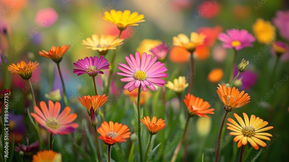 Spring landscape featuring numerous doronicum flowers creating a vibrant and colorful backdrop Spring landscape featuring numerous doronicum flowers creating a vibrant and colorful backdrop