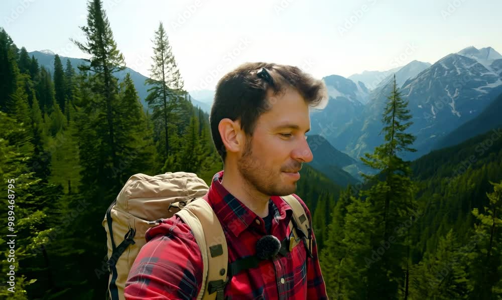 Canadian Man Hiking in Scenic Mountain Landscape Canadian Man Hiking in Scenic Mountain Landscape